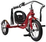 Schwinn Roadster Tricycle with Classic Bicycle Bell and Handlebar Tassels, Featuring Retro Steel Frame and Adjustable Seat, for Children and Kids Ages 2-4 Years Old, Red