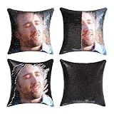 cygnus Nicolas Cage Sequin Pillow Cover Magic Gifts Mermaid Reversible Pillowcase That Color Changes Home Decor Throw Pillow Case Sofa Cushion Cover (Black Sequin)