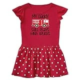 inktastic Firefighter Daddy Plays with Infant Dress 6 Months Red and Polka Dot