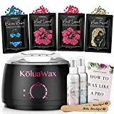 Hair Removal Waxing Kit Wax Warmer with Hard Wax Beans. KoluaWax Multiple Formulas Target Different Type of Hair, Eyebrow, Facial, Armpit, Bikini, Brazilian,for Women and Men. 20 Applicators for Home