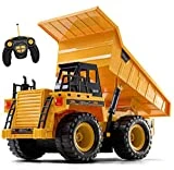 Top Race Remote Control Construction Dump Truck Toy, RC Dump Truck Toys, Construction Toys Vehicle, RC Truck Toys for 2,3,4,5,6,7,8,9 Year Old Boys and up, Toddler Toy Trucks 1:18 Scale, TR-112