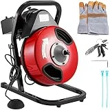 VEVOR 50 Feet by 1/2 Inch Electric Drain Auger with 4 Cutter & Foot Switch Drain Cleaner Machine Sewer Snake Drill Drain Auger Cleaner for 1' to 4' Pipes (50 Ft x 1/2 Inch)