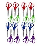 S & E TEACHER'S EDITION 8.5 Inch Scissors 16Pcs, Stainless Steel Sharp Blade, Comfort-Grip Handles, Pack of 16.