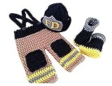 Pinbo Baby Photography Prop Crochet Knitted Firefighter Fireman Hat Pants Shoes