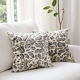 Cheer Collection Set of 2 Snow Leopard Print Throw Pillows - Soft Velvety Faux Fur Decorative Couch Pillows, 18' x 18'