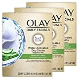 Olay Daily Facials for Clean Sensitive Skin, Makeup Remover Wipes, Soap-Free and Fragrance-Free Cleanser Cloths, 33 Count (Pack of 3)