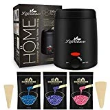 Waxing Kit, Lifestance Hair Removal Waxing Warmer Kit for Women Men At Home Wax Kit for Sensitive Skin Eyebrow Facial Waxing with 10.5oz Hard Wax Beans &20 Applicator Sticks