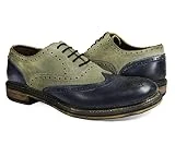 Paul Malone Men's Shoes Antique Grey and Navy Blue 100% Leather