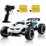 Sinovan RC Racing Car, 2.4Ghz High Speed Remote Control Car, 1:18 2WD Toy Cars Buggy for Boys & Girls with Two Rechargeable Batteries for Car, Gift for Kids (White)