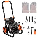 TACKLIFE Drain Cleaner Machine 75 Ft x 1/2 Inch Electric Drain Auger, Autofeed, Fit 2'(50mm) to 4'(100mm) Pipes, 6 Cutters, Drain Snake Plumbing Snake for Drain Cleaners, Service Plumbers- DCM01A …