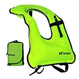 KUYOU Inflatable Snorkel Vest Adult Life Jackets for Snorkeling/Paddle/Swimming/Free-Diving Dive, Safety Load Up To 220 Ibs (Green)