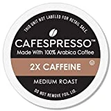 CAFESPRESSO Medium Roast Plus 2X Caffeine Single Serve Coffee Pods for K Cup Keurig 2.0 Brewers, 42Count (Packaging May Vary)