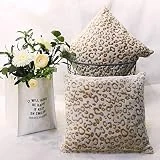FY FIBER HOUSE Leopard Print Flannel Fleece Pillow Cases Covers for Couch Bed Sofa, Pack of 2, 18 by 18-Inch, Brown Leopard