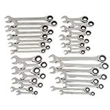 GEARWRENCH 85034 SAE/MM Ratcheting Wrench Set, 34-Pieces, Original and Stubby