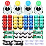 EG Starts 4 Player Classic DIY Arcade Joystick Kit Parts USB Encoder To PC Controls Games + 4/8 Way Stick + 5V led Illuminated Push Buttons Compatible Video Game Consoles Mame Raspberry Pi & 4 Colors