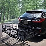 OKLEAD 400 Lbs Heavy Duty Hitch Mount Cargo Carrier 60' x 24' x 14.4' Folding Cargo Rack Rear Luggage Basket Fits 2' Receiver for Car SUV Camping Traveling