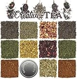 Loose Leaf Tea Sampler Gift Set Assortment — Create Your Own Tea Blend Starter Kit w/ Sencha, Rooibos, China Black, & Ginger, Lavender, Rose, Lemongrass, Hibiscus Spices Approx 75+ Cups