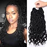 6Pcs/Lot Goddess Locs with Curly Ends Crochet Twist Soft Synthetic Braiding Hair Extension 24 Roots (14inch(6-PACKS), 1B)