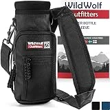 Wild Wolf Outfitters - #1 Best Water Bottle Holder for 25 oz Bottles - Carry, Protect and Insulate Your Flask with This Military Grade Carrier w/ 2 Pockets and an Adjustable Padded Shoulder Strap.