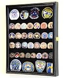 56 Challenge Coin Display Case Cabinet - Fully Adjustable Shelves - Larger Coins - 98% UV Protection (Black Finish)
