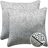 WOMHOPE Set of 2 Black and Silver Vintage Animal Decorative Throw Pillow Covers Pillow Cases Cushion Cases Throw Pillow Covers 18 x 18 Inch for Living Room,Couch and Bed (Leopard print (Set of 2 pcs))