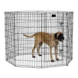 MidWest Foldable Metal Exercise Pen / Pet Playpen, Black w/ door, 24'W x 48'H