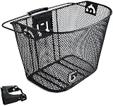 Biria Bicycle Basket with Bracket Black - Front Quick Release Basket, Removable, Wire Mesh Bicycle Basket Express klick, Black