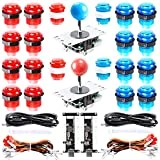 Easyget LED Arcade DIY Parts 2x Zero Delay USB Encoder + 2x 8 Way Joystick + 20x LED Illuminated Push Buttons for Mame Jamma Arcade Project Red + Blue Kits